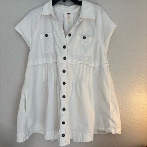 Free people L White Textured Shirt Dress